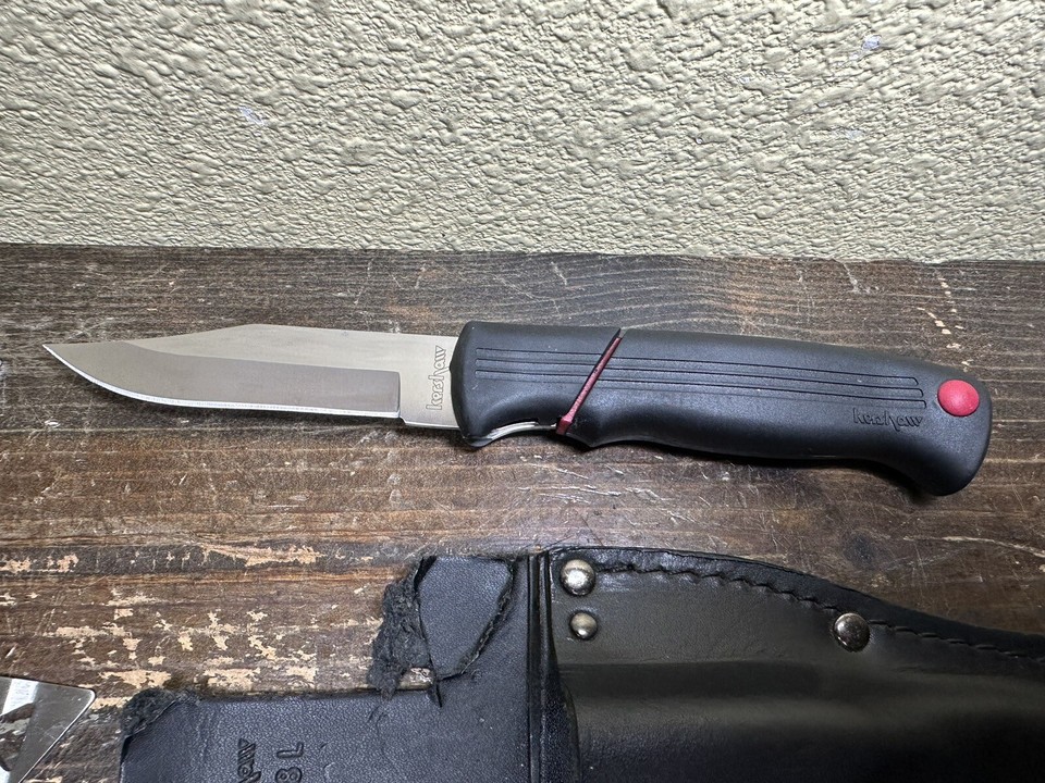 Kershaw Kai 1098L Multi Blade Trader Hunting Knife Gut Hook Saw Leather Sheath eBay