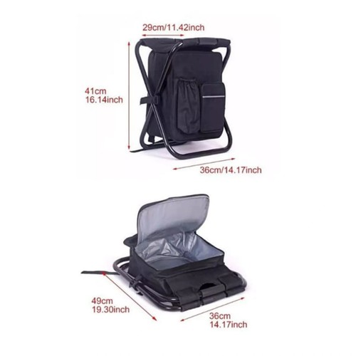 Backpack Chair Folding Stool Insulated Cooler Bag Beach Fishing Camping Hiking - Picture 7 of 12