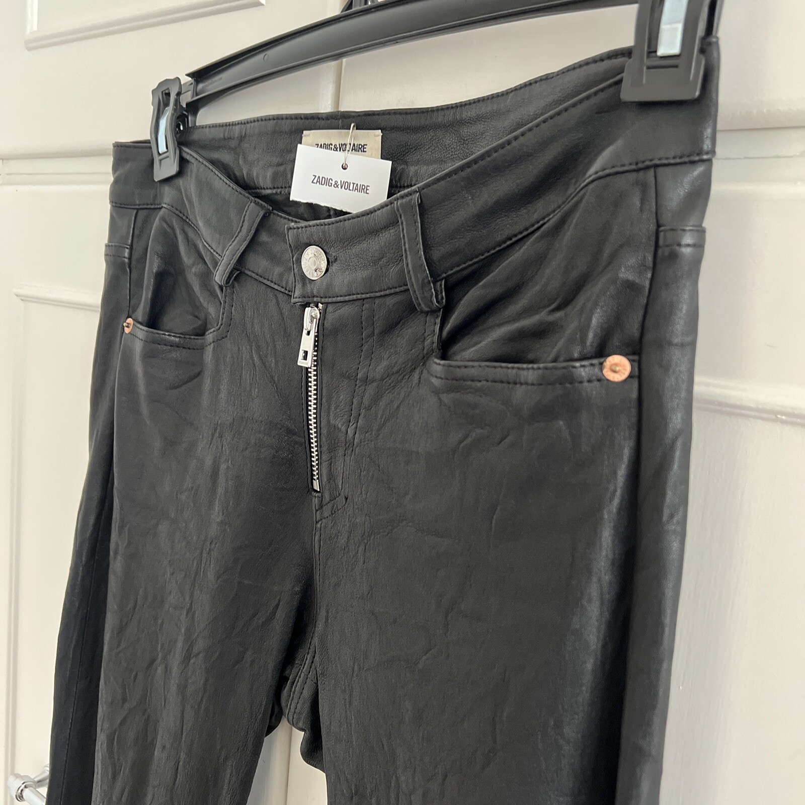 Zadig & Voltaire Leather Phlame Pants Size 38 New $998 Black image 2