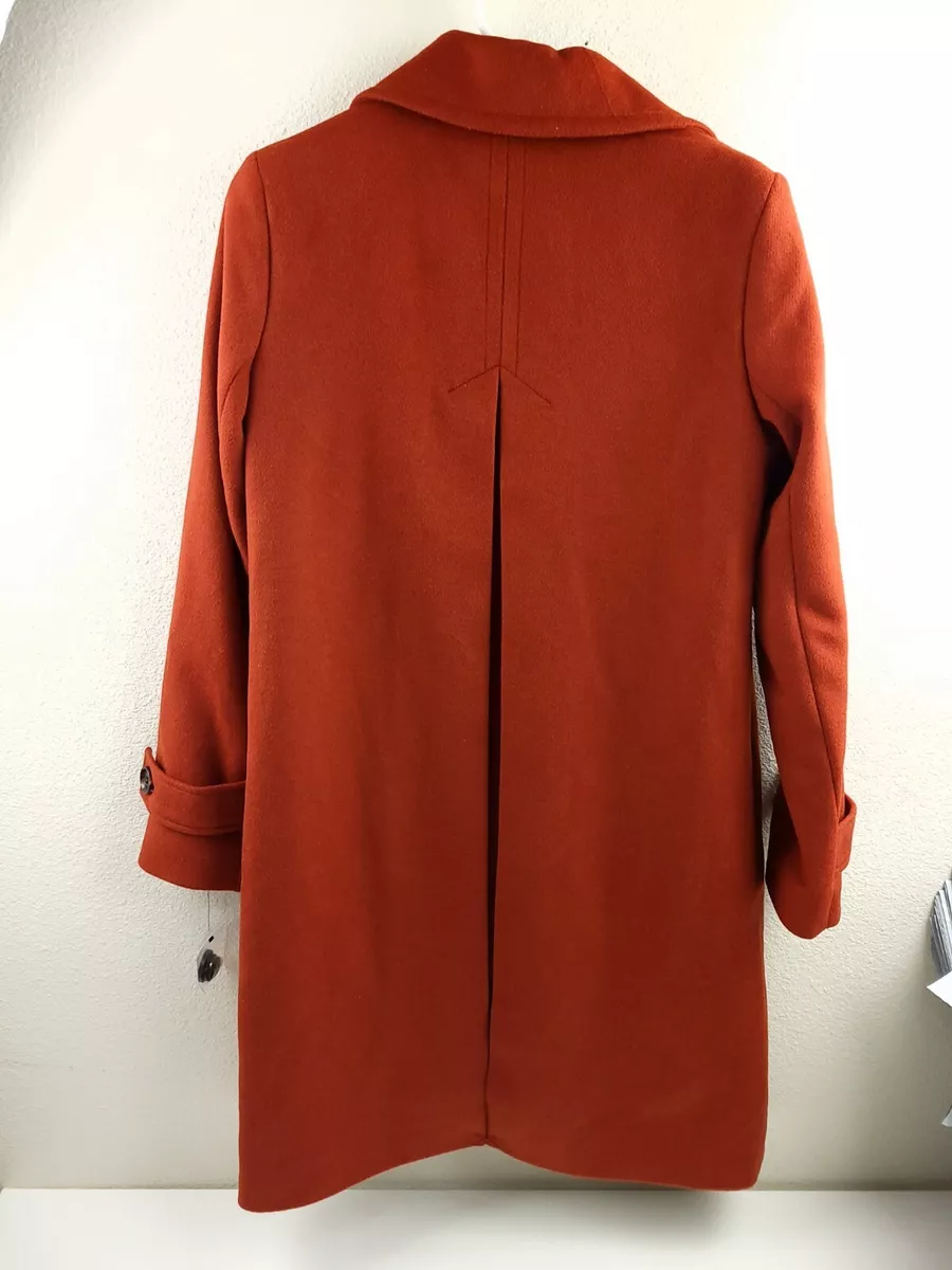 Sam Edelman Overcoat Womens Size 4 Burnt Orange Color Wool Blend