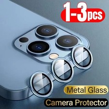 For iPhone 17 E/16 E/15/14/13/12 Metal Ring Camera Lens Protector Tempered Glass