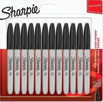 Black Sharpie Pens permanent marker Pen Fine Point Tip Markers New