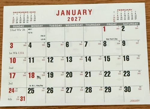 TEAR OFF 2027 CALENDAR 8-1/4" x 5-3/4" CARD DESK WALL OFFICE SCHOOL