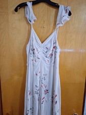 Farm Rio Anthropologie Quintana Floral Embroidered White Maxi Dress Ruffle Sz 14