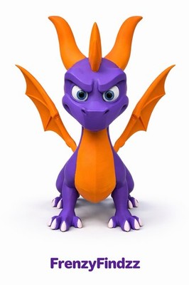 Spyro Dragon 10 Inch 3D Printed Figure Purple Orange Display Collectible