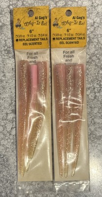 2 Packs Al Gag s Whip It Eel 6  Replacement Tails Eel Scented NOS Pink Glitter