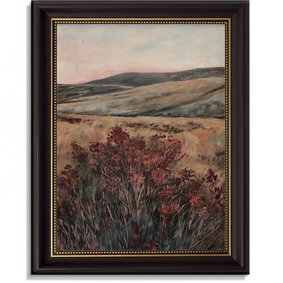 Vintage Framed Landscape Canvas Wall Art Moody Dark Wildflower Posters Pictur...