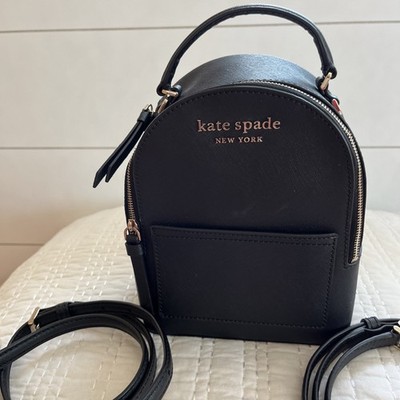 Kate Spade  Black Mini Backpack /Crossbody Top Handle Detachable Strap Zip Lined