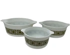 Vintage Pyrex Verde Green Flower 3pc Casserole Set 473 474 475 Nesting