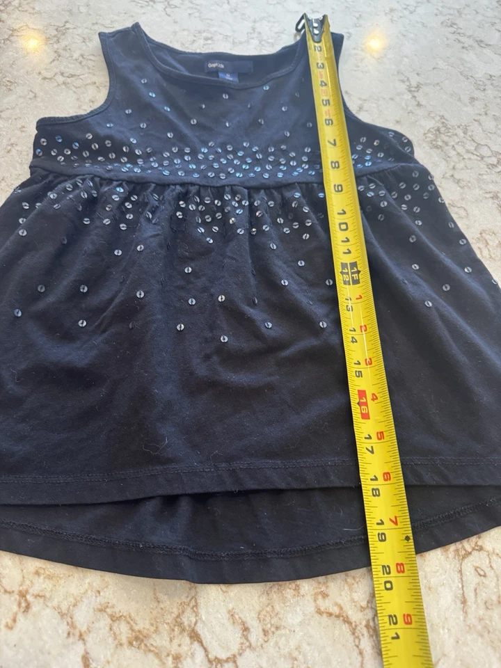 GAP Kids Tank Top Babydoll w/Sequins Girls Size M/8 Black - Image 4 of 4