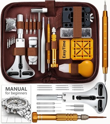 EasyTime Watch Repair Tool Kit for Link Removal and 149PCS, Brown 