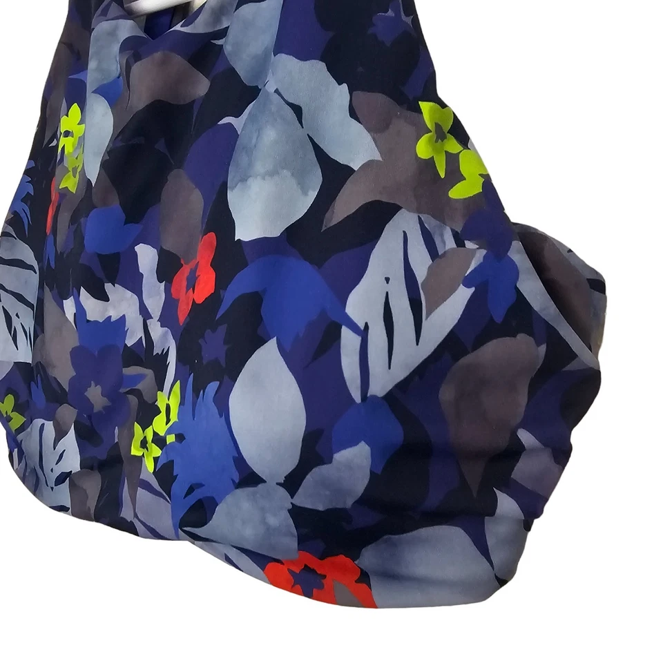 Athleta Bikini Top Floral Bikini Top Athleta High Neck Bikini Top 34D Purple - Image 3 of 4