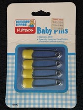 Playskool Baby Pins Safety Pin Diaper Pin Yellow Duck Tommee Tippee Vtg 4Pk NEW