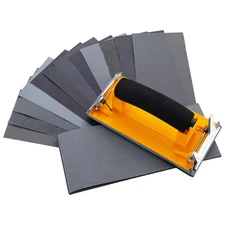 Sandpaper Holder with Sponge Handle 36 Pack 120 to 3000 Assorted Grit Dry & Wet