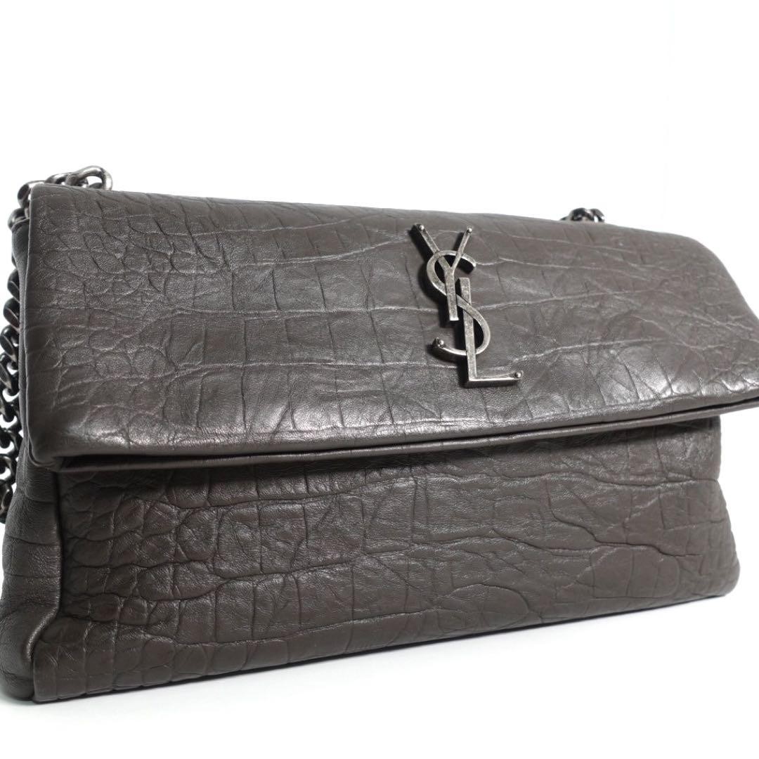 Borsa a tracolla Saint Laurent West Hollywood catena coccodrillo marrone