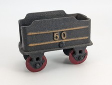 Vintage Iron Art JM 240R Cast Iron Toy Train Tender Coal Car No 50 Black Red