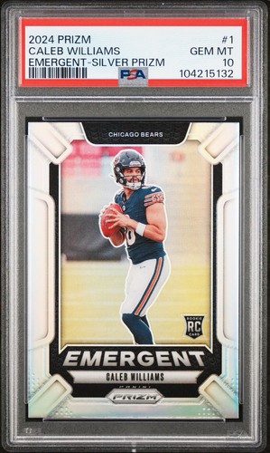 Caleb Williams 2024 Panini Prizm Emergent SILVER Prizm PSA 10