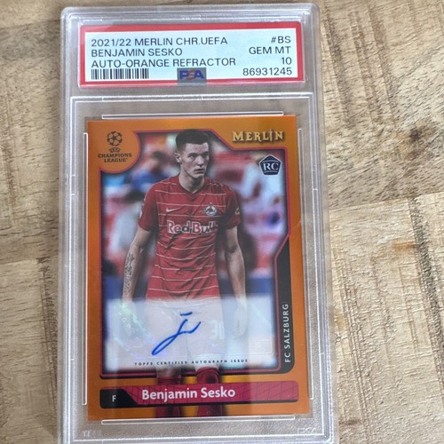 Benjamin Sesko [Red] #A-BS 2021 Topps Merlin Chrome UEFA Autographs card