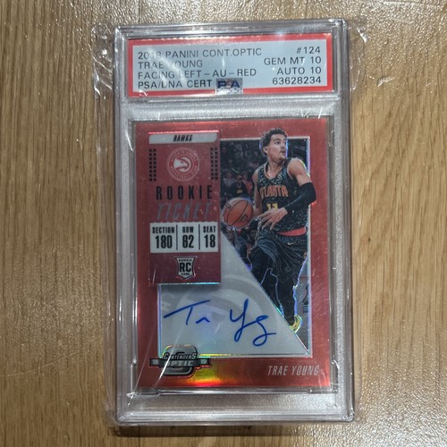 Trae Young [Facing Left Autograph Red] #124 2018 Panini Contenders Optic card