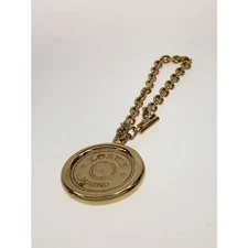 Authentic LOEWE Coin Motif Keychain Plain Women's Accessories Key Holder Gold