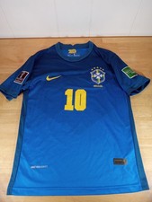 Nike Neymar Jr Brazil World Cup 2022 Qualifiers Away Blue Jersey Men's Small 