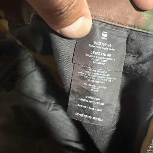 G-Star Raw Pants Uomo 34x30 Mimetico Rovic Zip 3D Conico Cargo Flex Jeans Elasticizzato - Foto 6 di 11