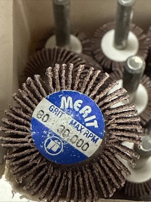 Merit Mini-wheel, FLW FWS 1 X1  80 grit 1/4 Shank, 30K RPM, 10 PAC, SKU40030