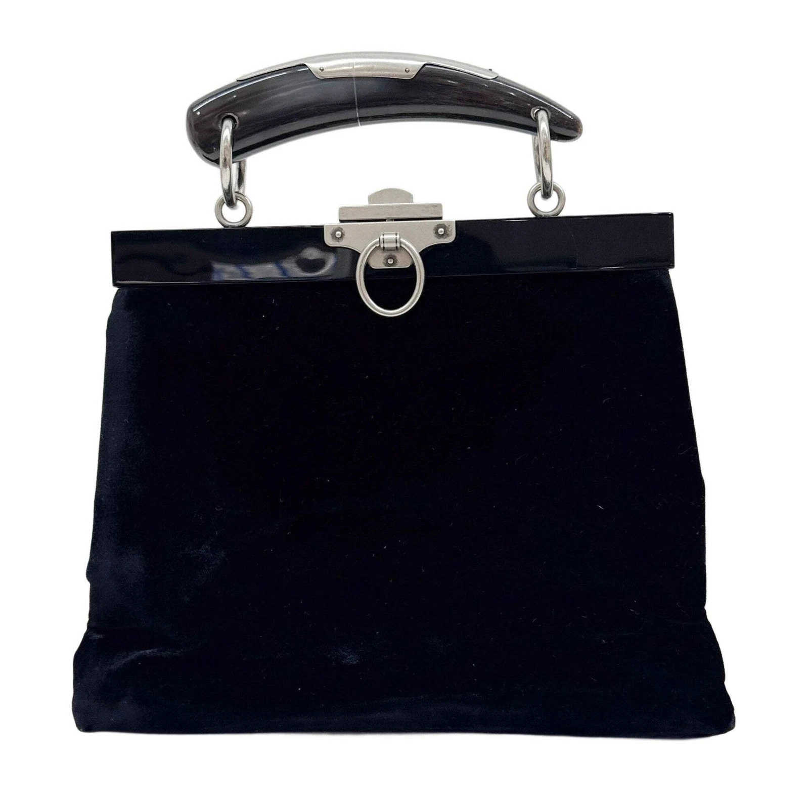 Saint Laurent — SAINT LAURENT Mombasa Black Velvet Hand Bag