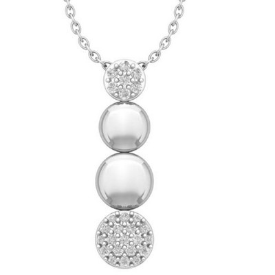10K White Gold 0.16Ct Lab Grown Diamond Drop Pendant Silver Cable Chain 18''
