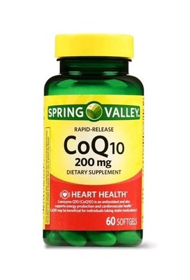 Spring Valley CoQ10 Rapid Release Softgels, 200 mg, 60 Count. Exp 04/2027