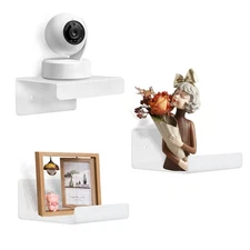 3 Pack Acrylic Small Shelf for Wall Storage,4'' Mini Adhesive Shelf for Livin...