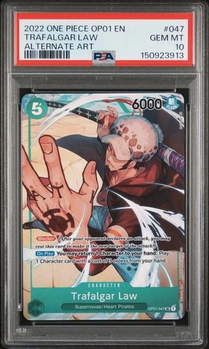 2022 ONE PIECE OP01-ROMANCE DAWN ALTERNATE ART #047 TRAFALGAR LAW PSA 10