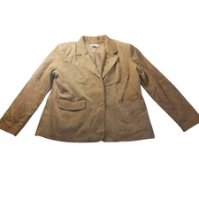Dressbarn Corduroy Blazer XL Tan 2-Button Structured Jacket Fall Layering Piece