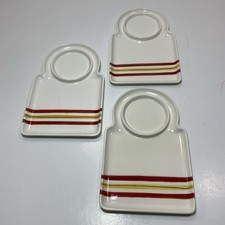 3 Vintage 1961 Holt Howard Hho3 Red Yellow Stripe Snack Plate Made In Japan 3 Vintage 1961 Holt Howard Hho3 Red Yellow Stripe Snack Plate Made In Japan