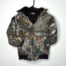 Carhartt Hooded Jacket RealTree Camo Insulated Canvas Kids Boys Small 7-8