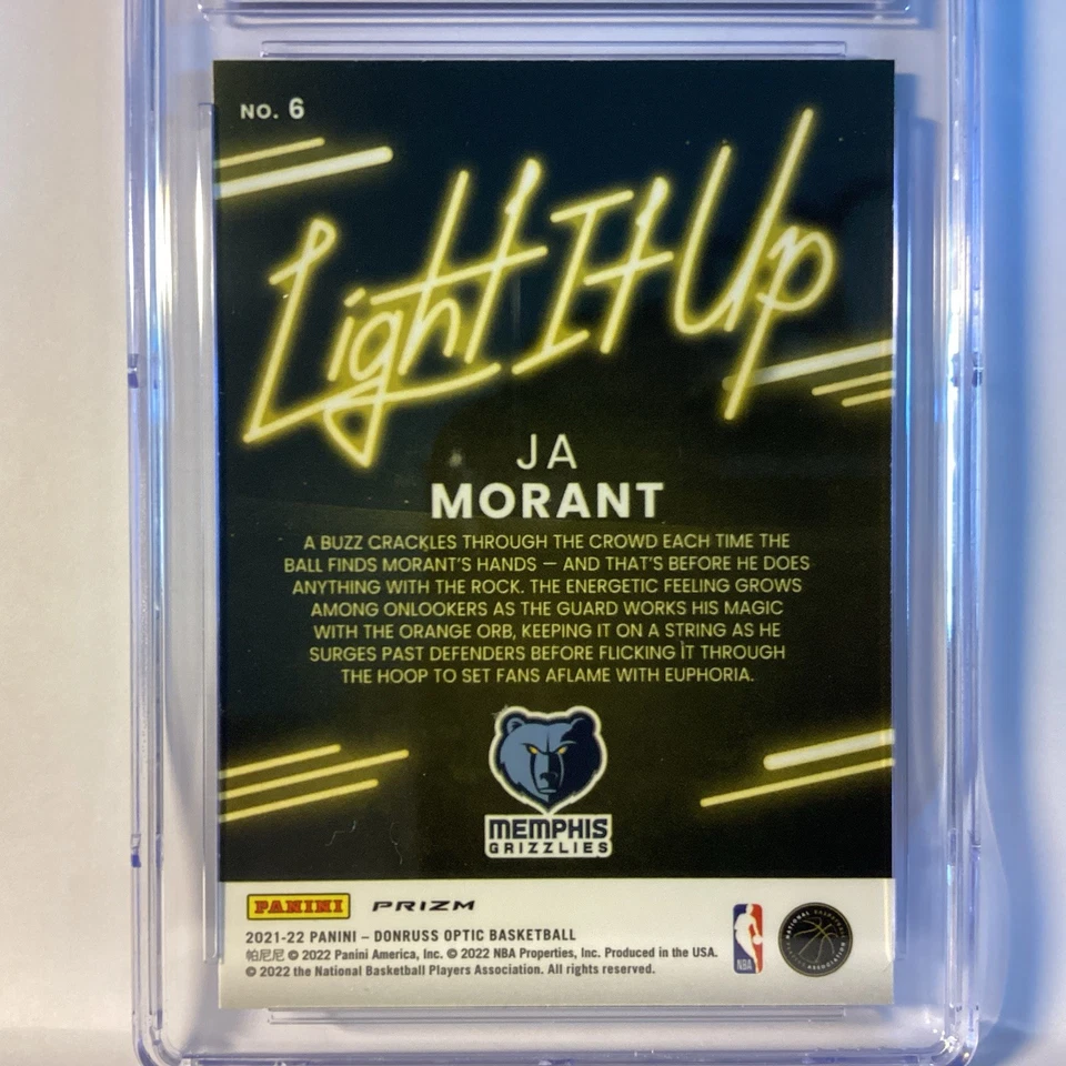2021-22 Donruss Optic Ja Morant #6 Light it Up Red Pulsar Prizm Gem Mint 10 - Image 3 of 4