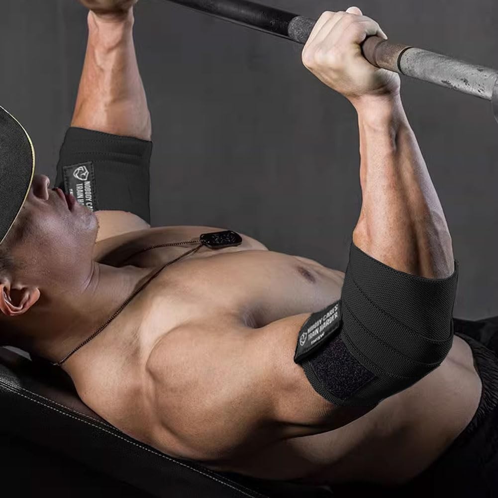 Elbow Wraps for Weightlifting (1 Pair) 47" Elastic Support Straps Gym Workout