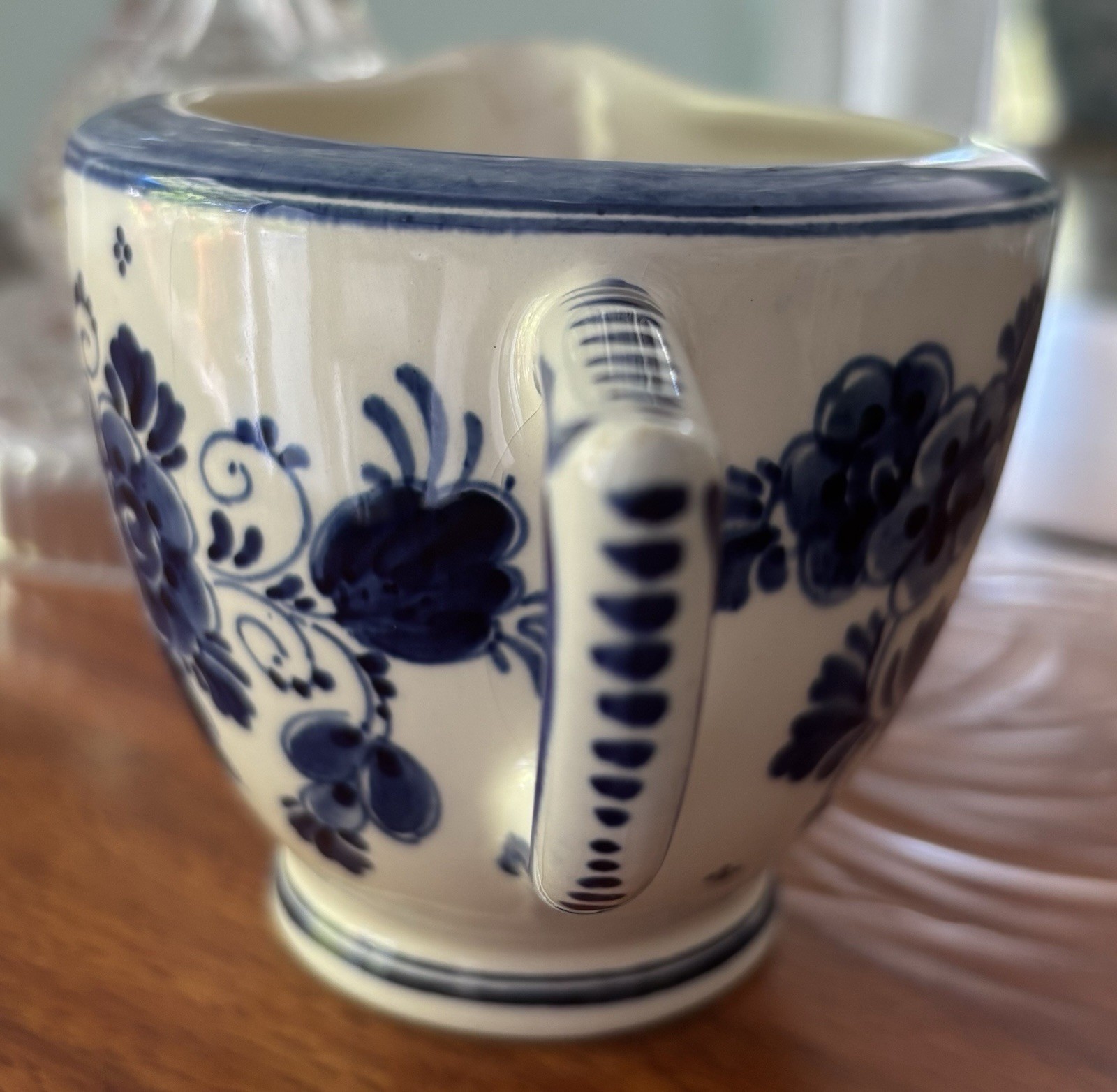 Vintage Delft Blue Delfts Blauw Creamer & Covered Sugar, Holland, Signed