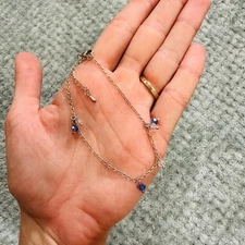 cute little vintage dainty silver jewel ankle bracelet