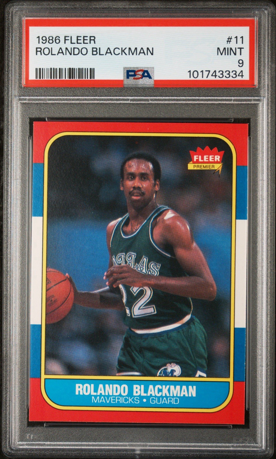 1986 Fleer Basketball Rolando Blackman #11 PSA 9 Mint RC Dallas Mavericks