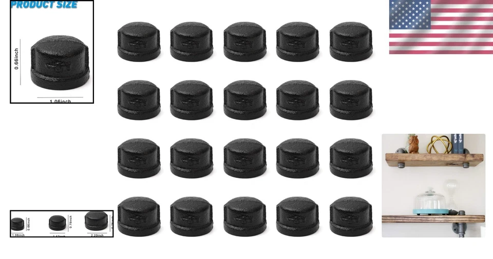 Durable 1/2 Inch Malleable Iron Caps - Perfect for Home and Garden Use - Image 2 of 4
