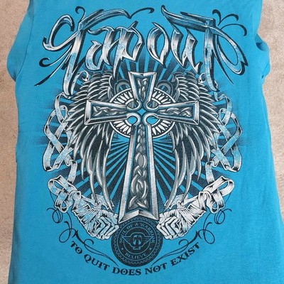 Tapout Mens T Shirt Y2K Tap Out Grunge Medium Cross Wings M AOP | eBay
