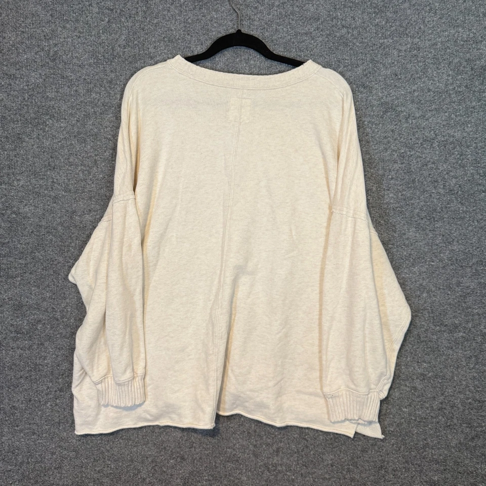 Aerie Sweater Womens Large Beige Crewneck Knit Oversize Stretch Cozy Pullover - Image 2 of 4