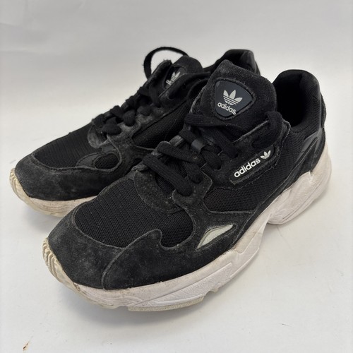 Adidas Womens Falcon Trainers Core Black & White Size 6 A134 Y711