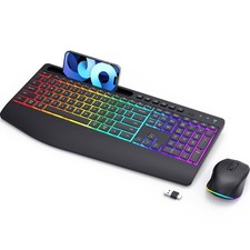 Wireless Keyboard and Mouse Combo - Dual System RGB Backlit Mouse and Keyboar...