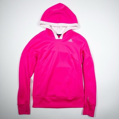 Adidas Climawarm Hoodie Womens S Pink Reflective Thumbholes Athletic Running