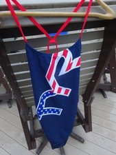 TYR DURAFAST Big Logo CUTOUT FIT Red White Blue One Piece Swimsuit NEW Size 38