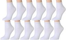 12 Pack of Kids Cotton Quarter Ankle Socks In White 4-6 Boys Ankle Sock