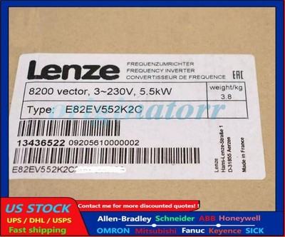 E82EV552K2C NEW LENZE E82EV552_2C Inverter Vector 8200 5.5kW E82EV552-2C-