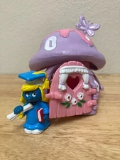 Smurfs Smurfette Mushroom House, Graduation Smurfette Excellent Vintage Schleich